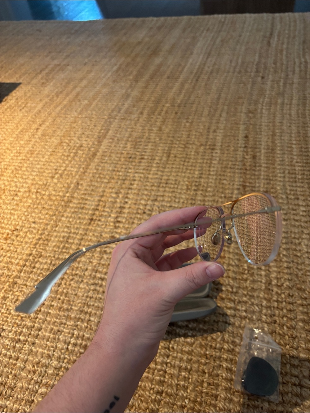 Selima Optique Gold Rimless Eyeglasses - Picture 4 of 7